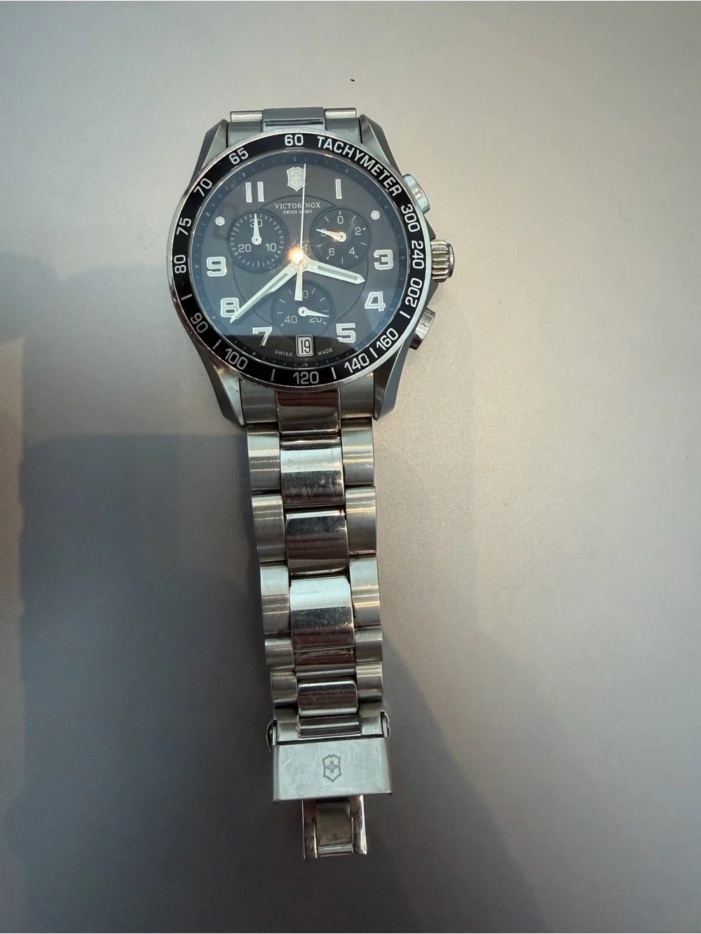 Victorinox Stainless Steel Chronograph Watch - Black and Silver
